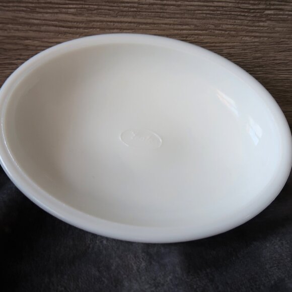 Vintage Fenton Marked Milk Glass Hobnail Textured Oval Lidded Candy Bowl - Picture 15 of 16